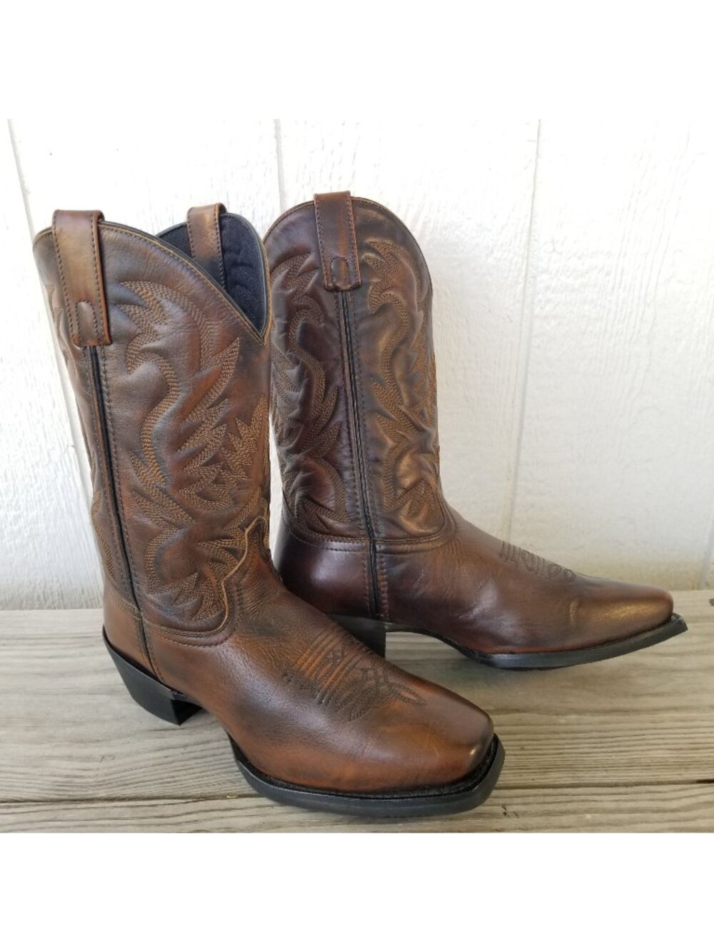 Laredo Lawton Mens Mahogany Brown Leather Western Performance Boots 9 D 68444